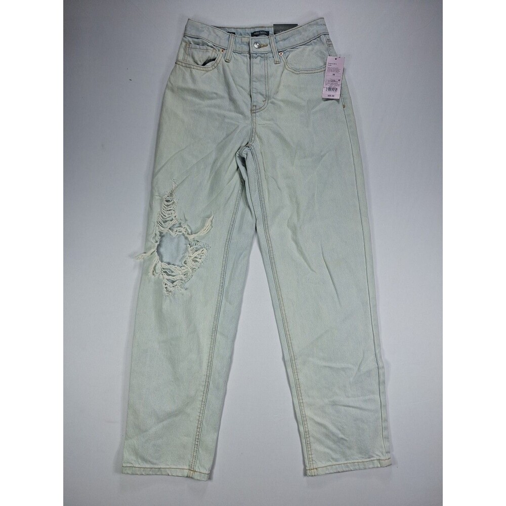 Wild Fable Womens High-Rise Dad Jeans 00 Light Blue Distressed Ripped Denim